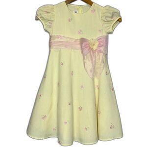 Bonnie Jean Girls Yellow Embroidered Dress‎ Easter Wedding Party Twirling Size 5